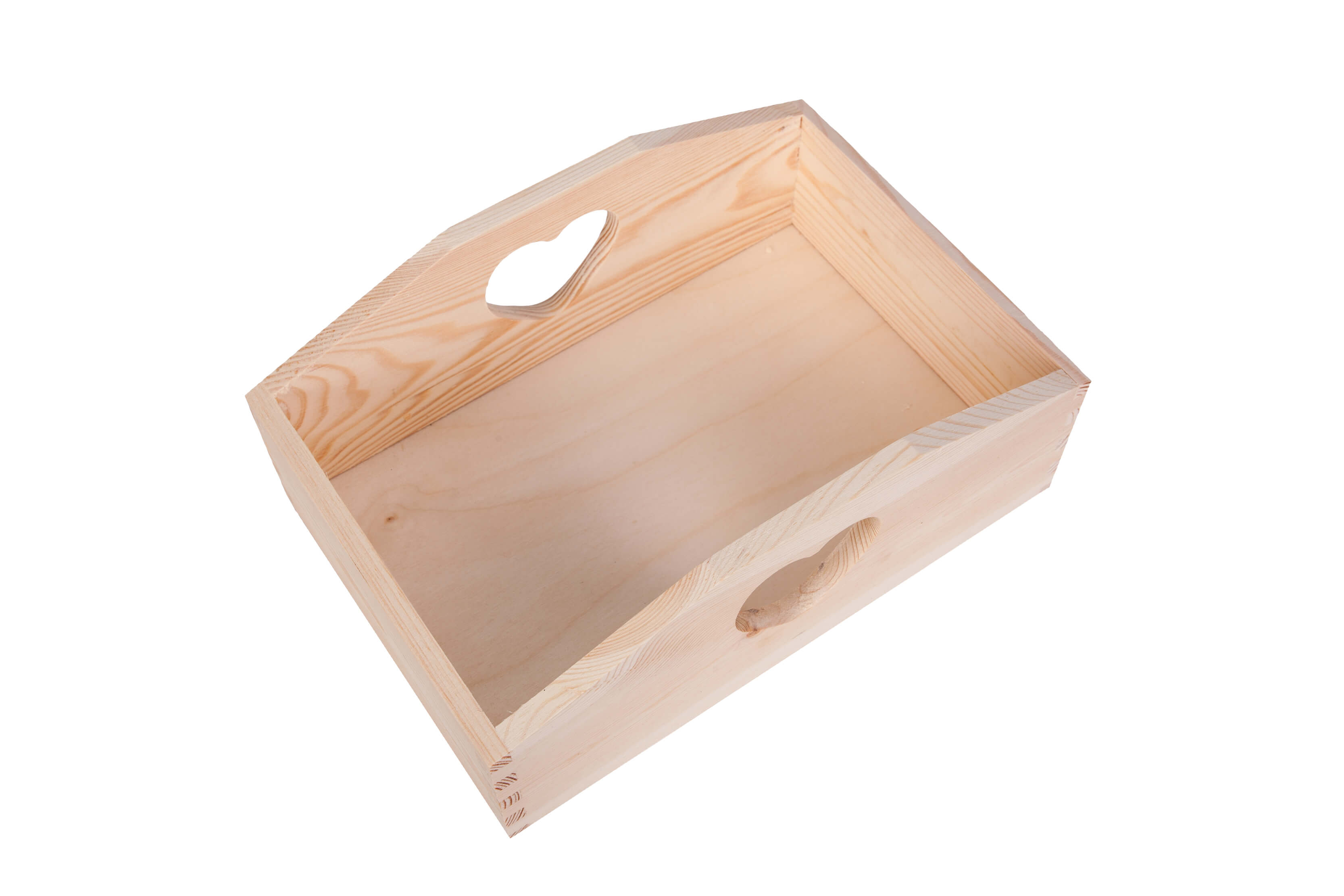Koszyk, pojemnik drewniany z sercem na chleb, owoce 30x20 cm PU0076